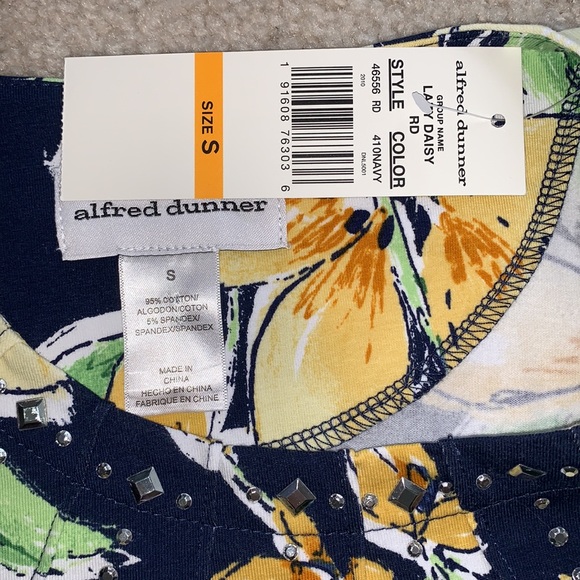 Alfred dunner short sleeve navy blue/floral Womens Small NWT - Picture 4 of 6